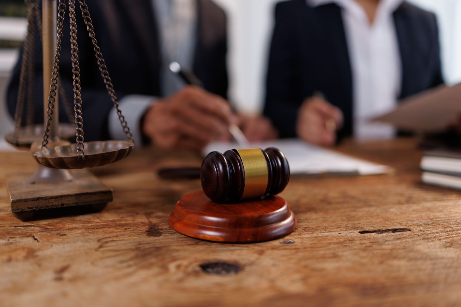 Lawyers engaging in a legal consultation.