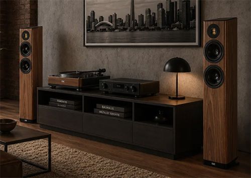 ELAC VFS407.2 walnut high gloss speakers