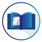 A blue book with a calculator inside of it.