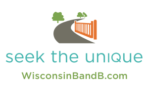A logo for seek the unique wisconsin bandb.com