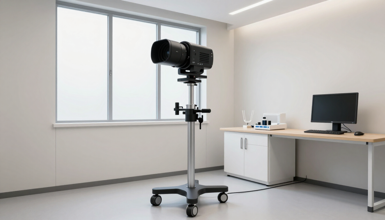 Professional medical thermography imaging setup with infrared camera and monitors.