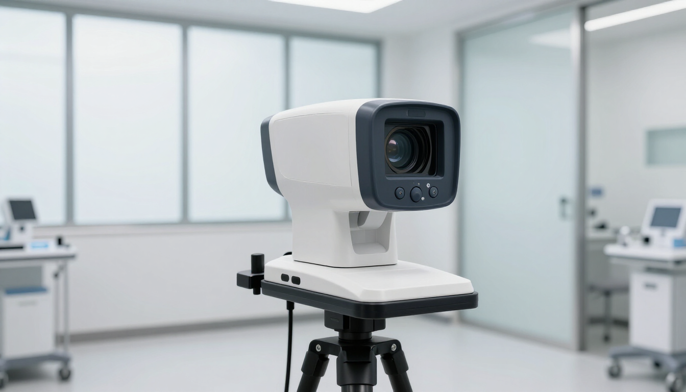 Professional thermography imaging equipment on a tripod in a clinic.