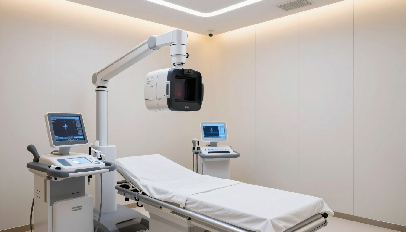A professional and calm medical thermography imaging suite.
