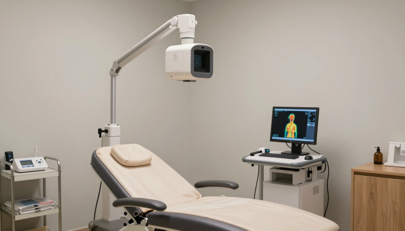 Thermography appointment imaging room prepared for a fall screening