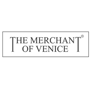 Il logo de Il Mercante di Venezia, con il nome del marchio in un carattere serif racchiuso in una cornice rettangolare.