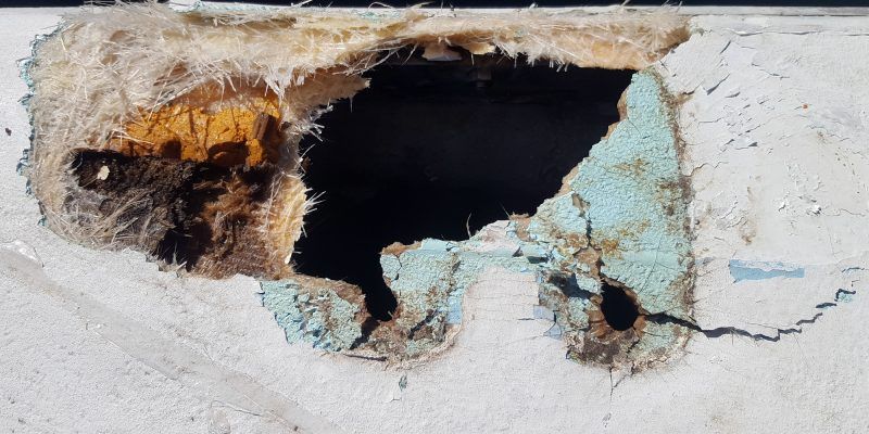 fibre de verre endommagé