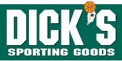 Dick’s Sporting Goods logo in white on green with an orange basketball above the apostrophe