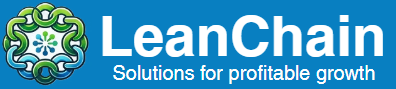 LeanChain logo with blue and green brain icon and tagline “Solutions for profitable growth”