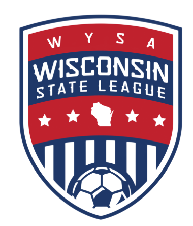 Wisconsin State League soccer shield logo in red, white, and blue with ball and stars