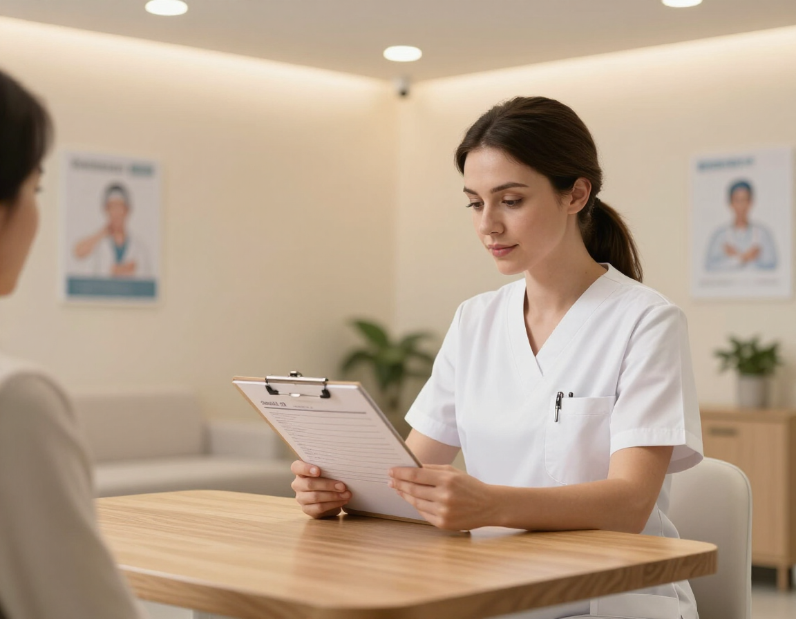 Nurse reviewing an IV vitamin infusion intake form in Oklahoma City