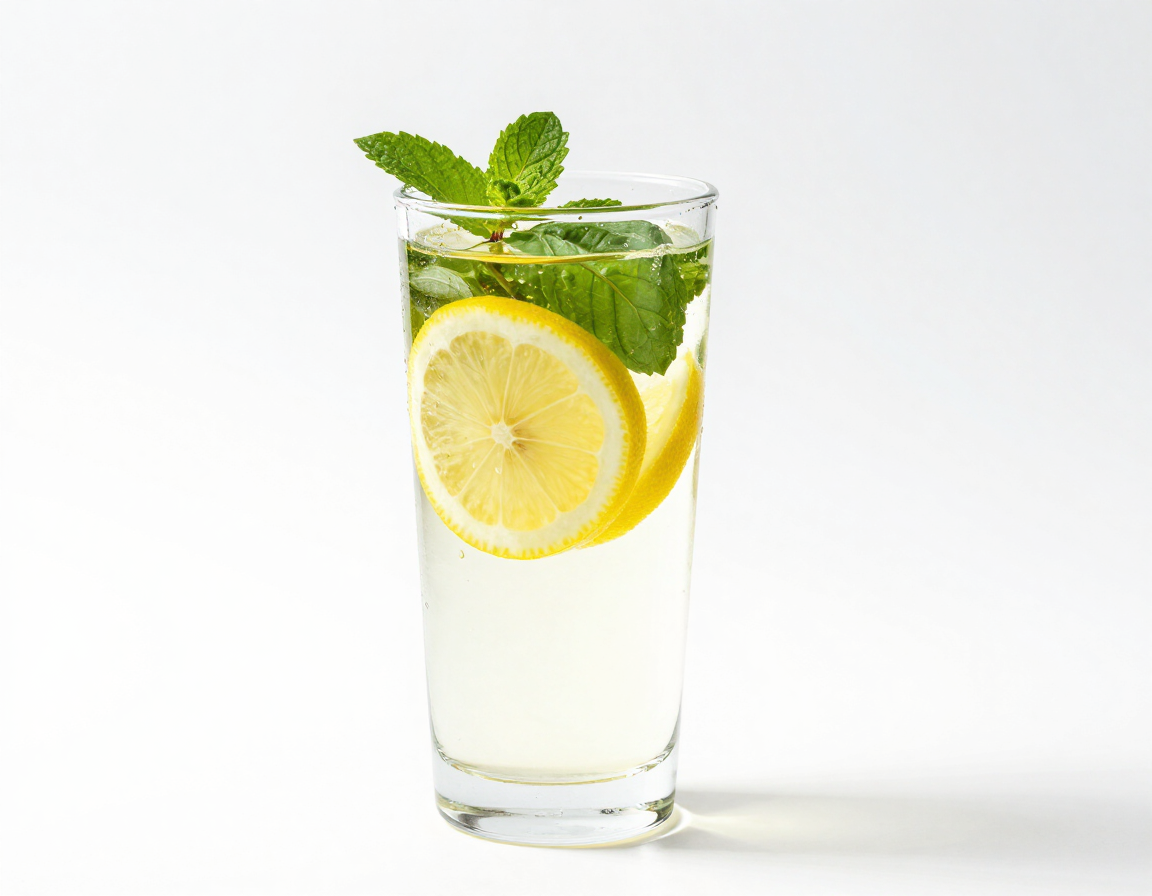 Detox drink with lemon and herbs