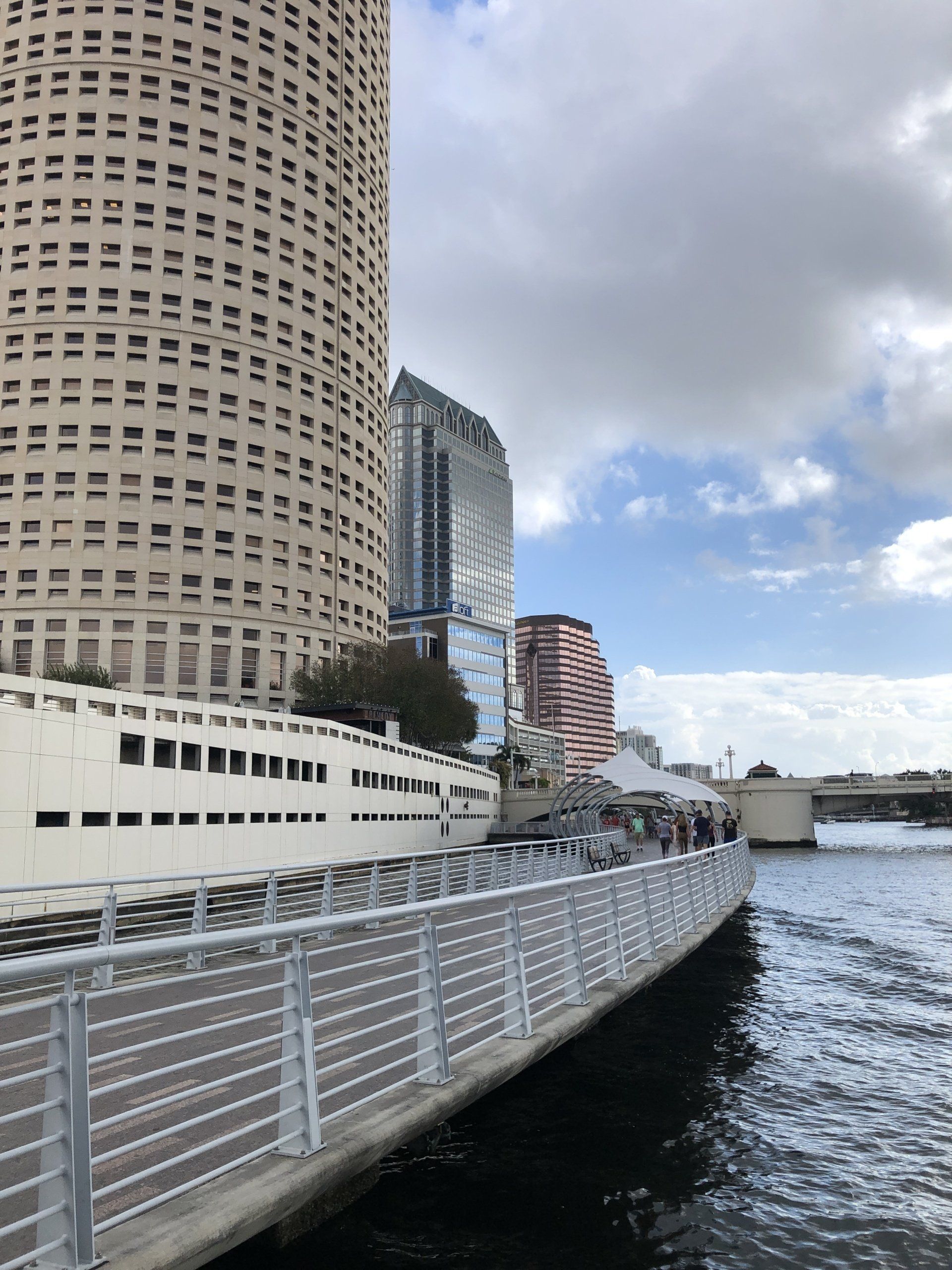 Tampa Riverwalk downtown by Hillsborough River