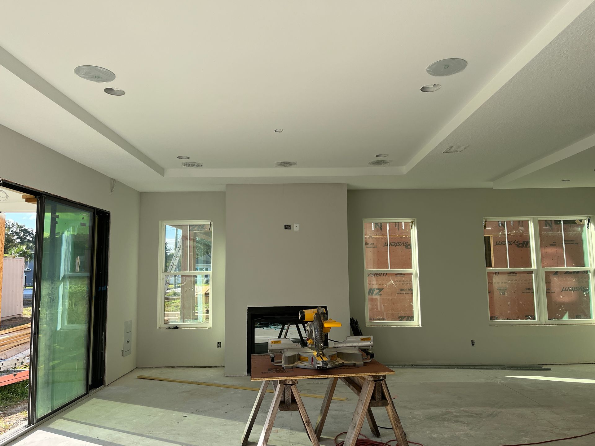 ceiling and wall new Tampa home install before flooring