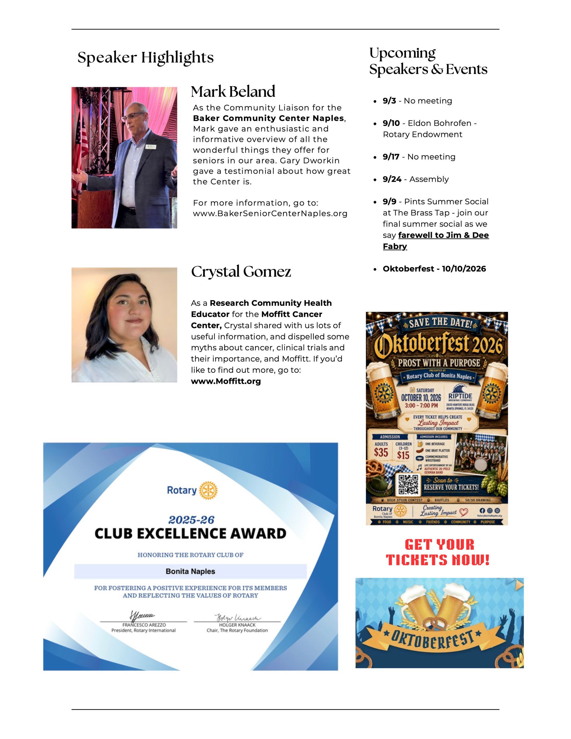 A page of a newsletter with a picture of a man and a woman.