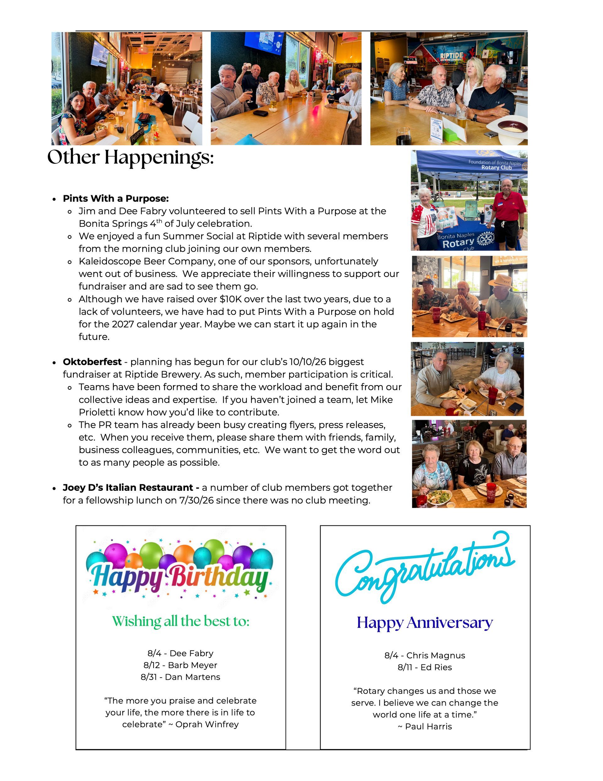 A page of a newsletter with a picture of a man and a woman.