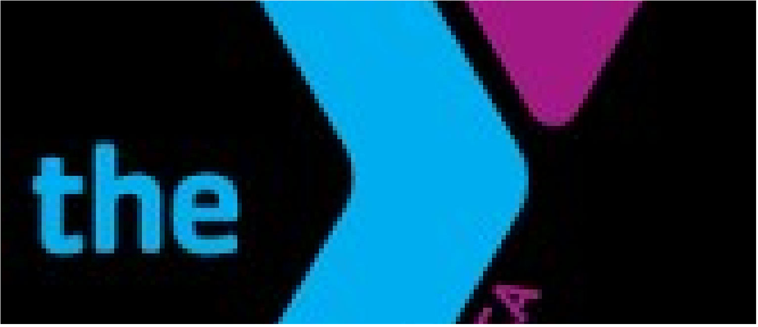 A blue and pink arrow with the word the on it.
