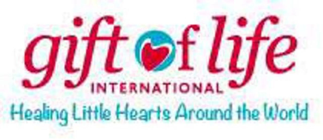The logo for gift of life international healing little hearts around the world