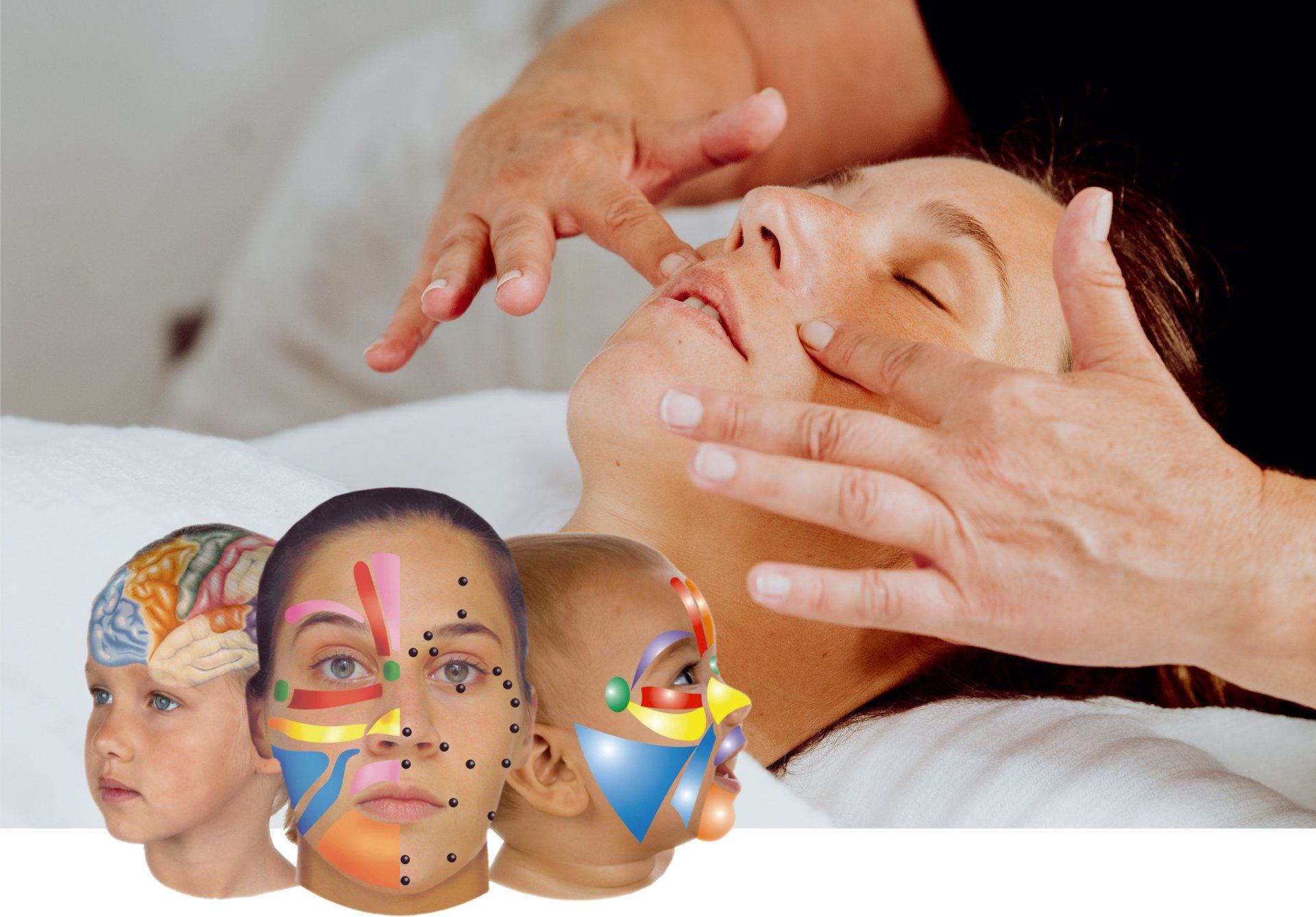 En kvinde får massage i ansigtet