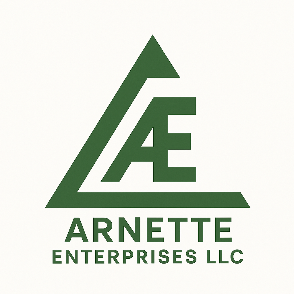 Green triangle logo with "AE" letters and "Arnette Enterprises LLC" text.