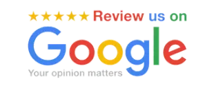 A google logo that says review us on your opinion matters