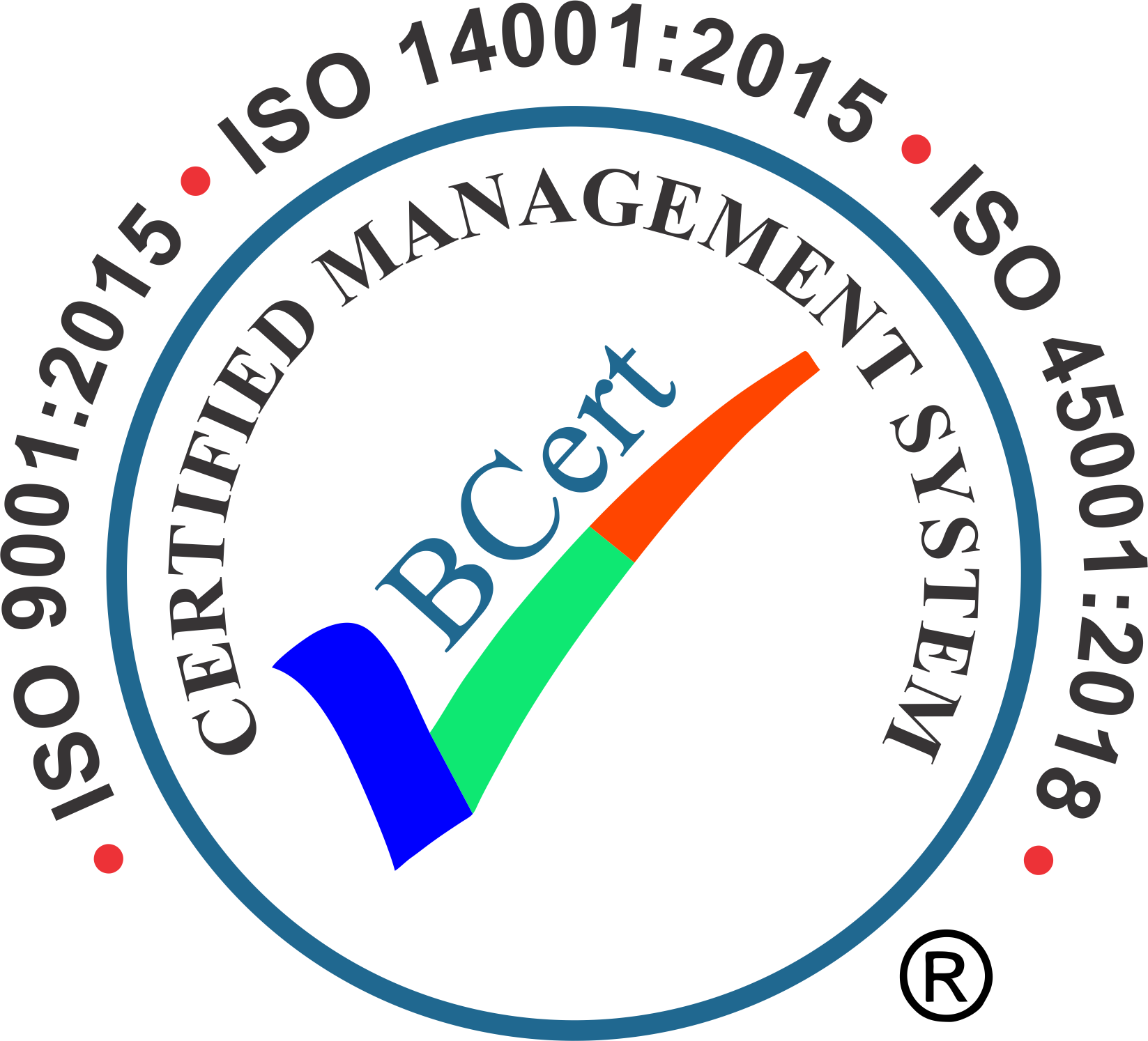 A certified management system logo with a check mark