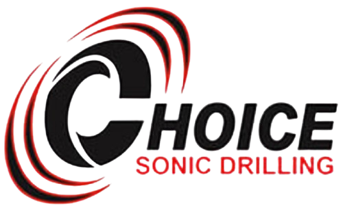 Choice Sonic Drilling logo with black and red circular swoosh around the word “Choice”