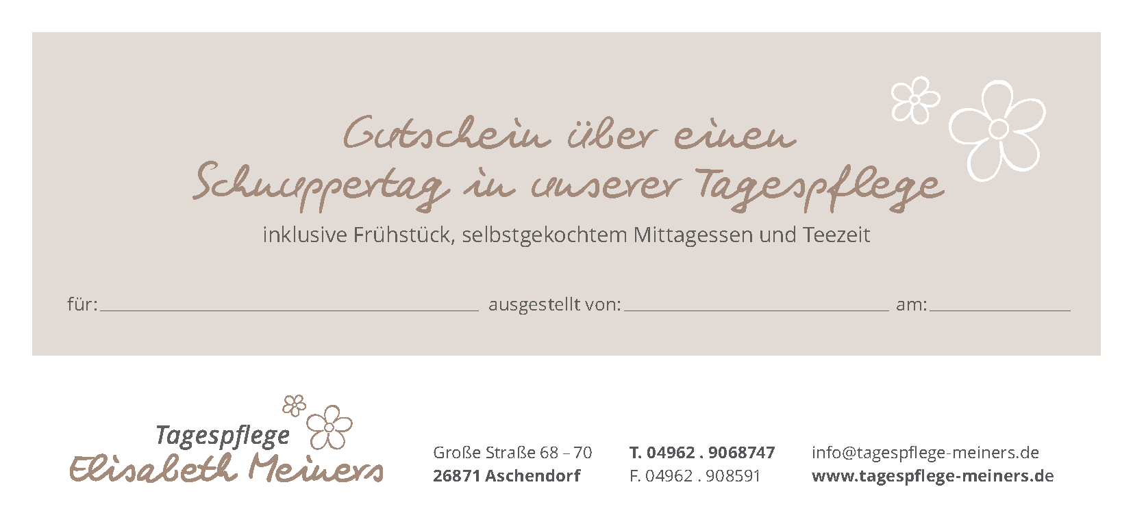 Gutschein Schnuppertag Gutschein Schnuppertag