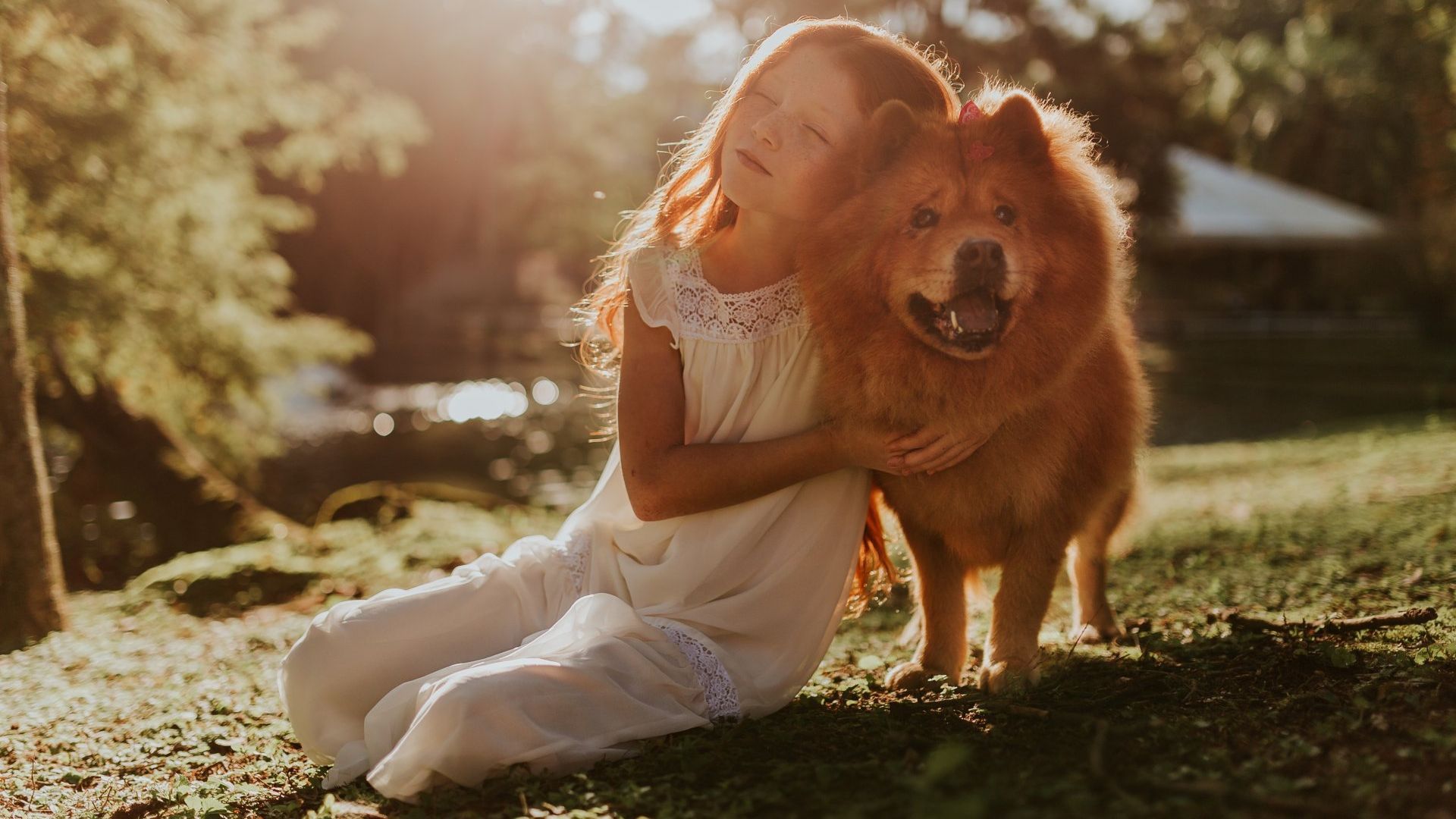 Girl hugging a dog