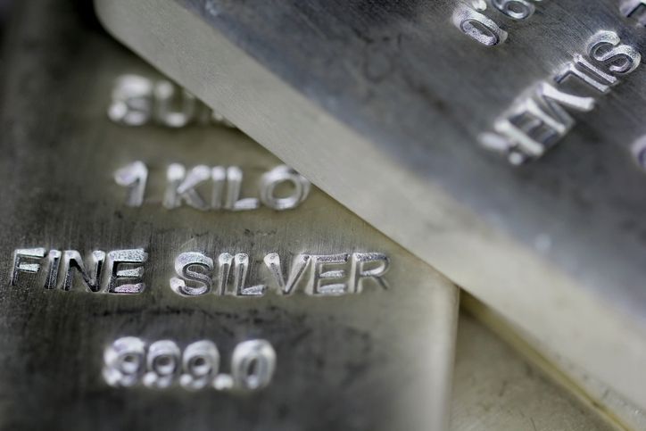 Silver bullion bars, stamped with 