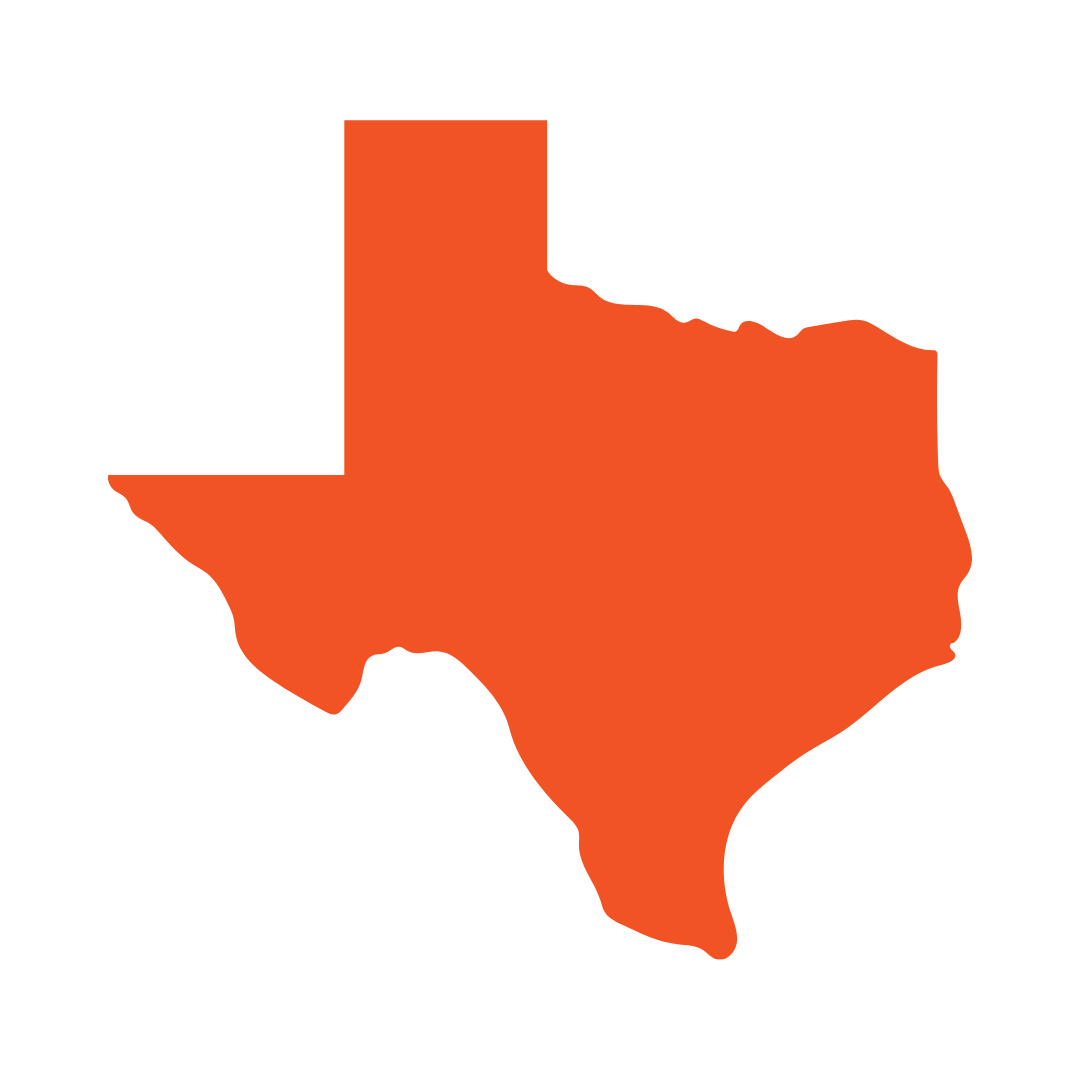Orange silhouette of Arkansas state map on a white background