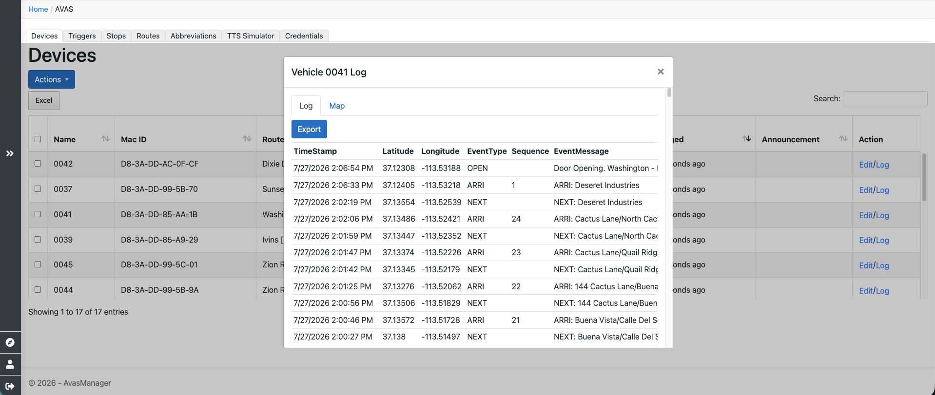 Automatic voice announcement system replacing manual driver stop announcements on a transit route