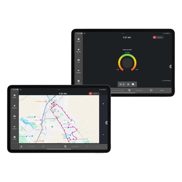 Mobile Data Terminal showing route and dispatch information for fixed route transit