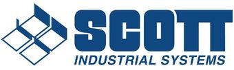 The logo for scott industrial systems is blue and white.