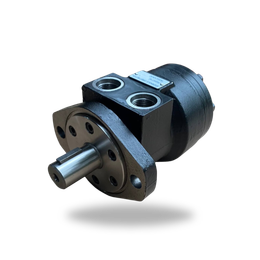 A close up of a hydraulic motor on a white background.