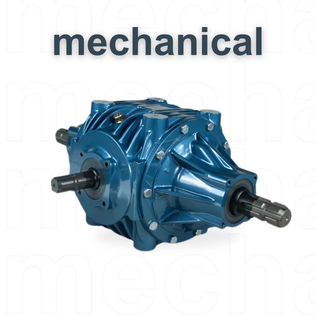 A blue gearbox with the word mechanical above it