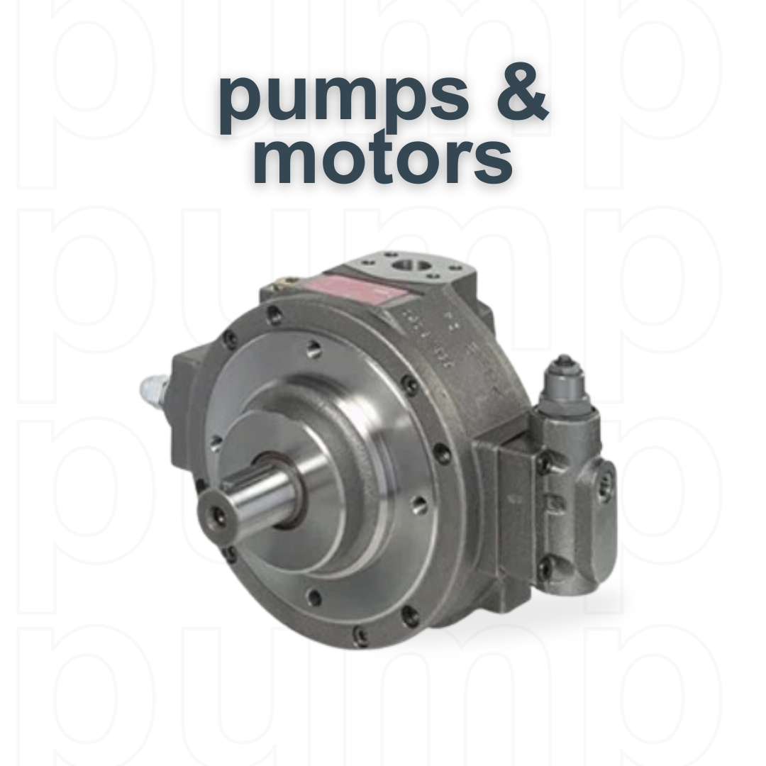 A picture of a pump with the words pumps and motors below it