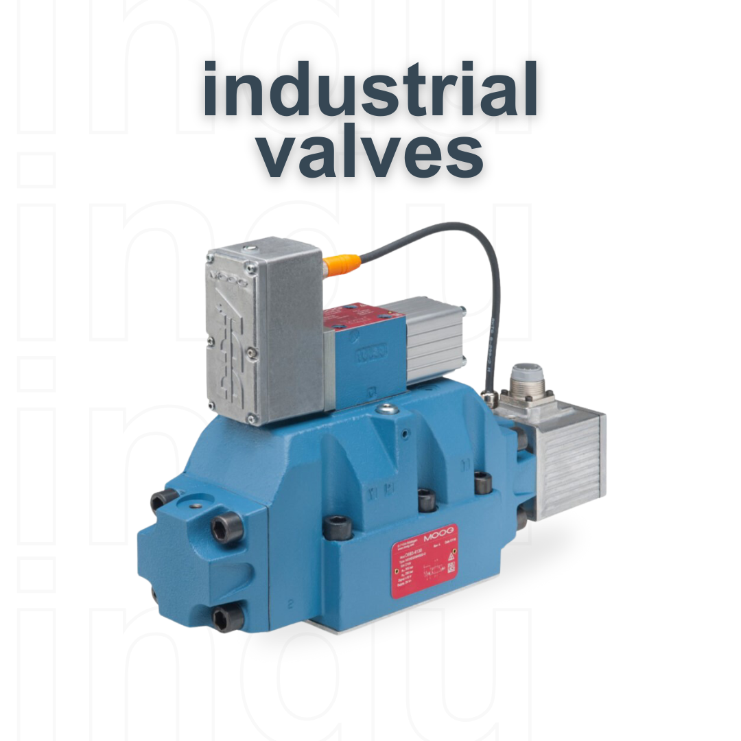 A blue valve with the words industrial valves below it