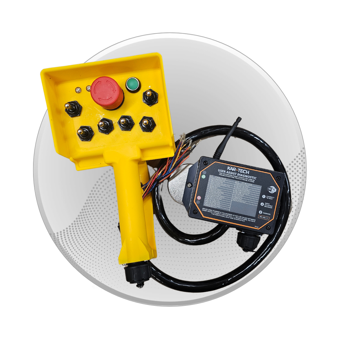 Yellow controller by Williams Controls with exposed wiring for installation