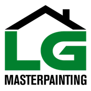 Green "LG" letters inside a house shape, with "MASTERPAINTING" below in black.