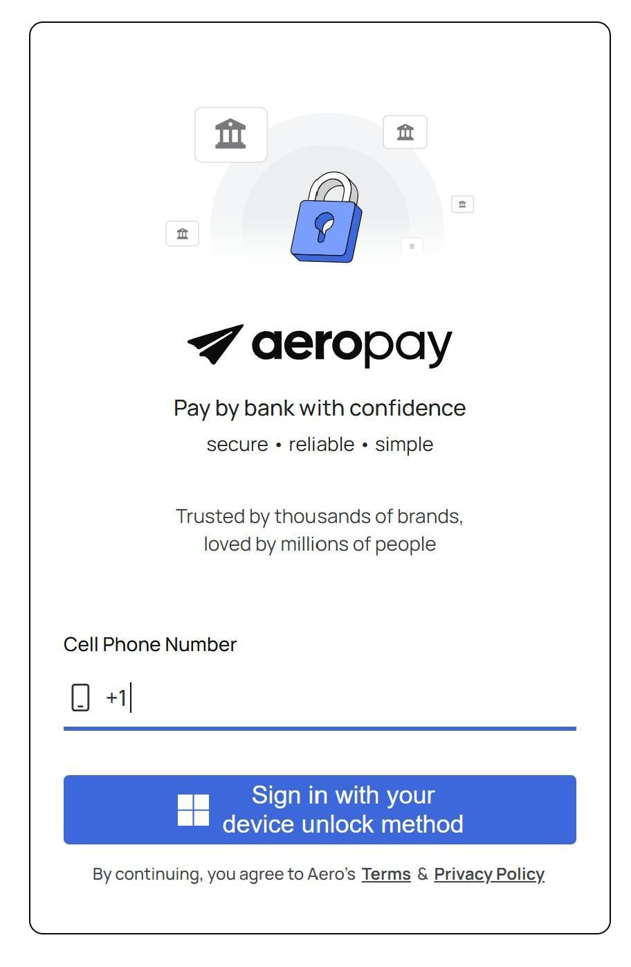 aeropay log in image
