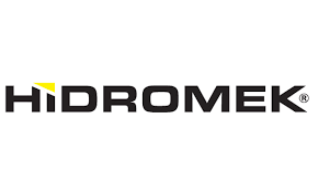 The logo for hidromek is black and yellow on a white background.