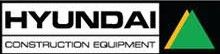 A logo for hyundai construction equipment with a green triangle