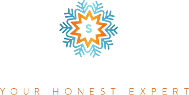 Stylized blue and orange starburst logo with a dollar sign above partial text “YOUR HONEST EXPERT”