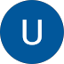 Blue circular icon with a white letter “U” centered inside