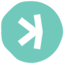 A blue circle with a white arrow inside of it.