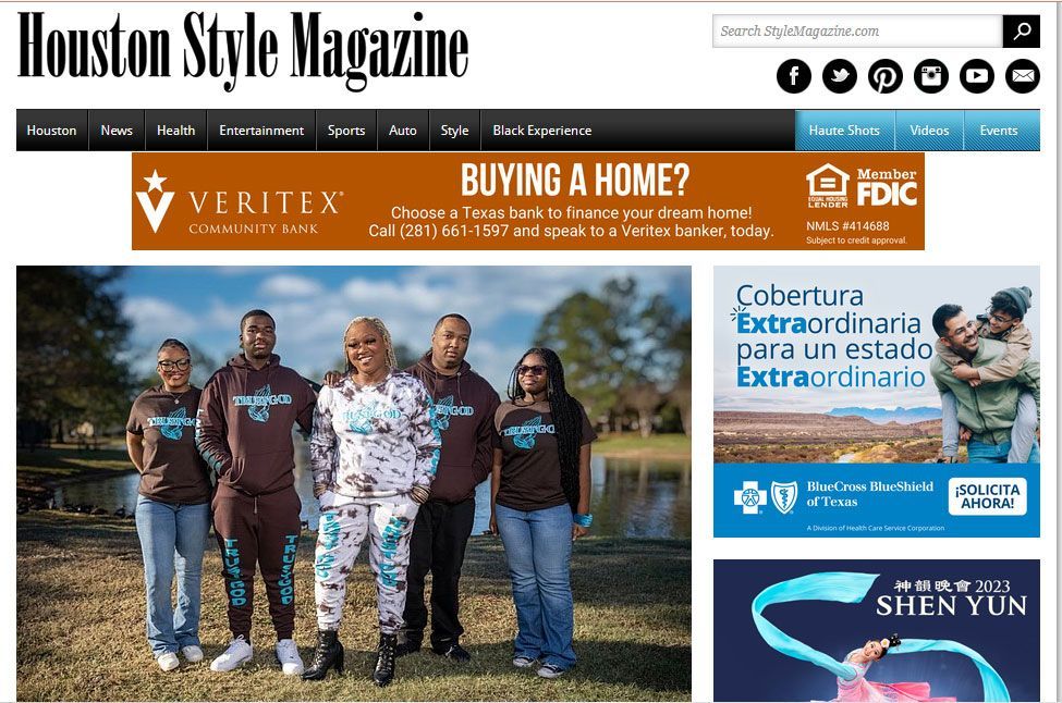 A group of people standing next to each other on a houston style magazine website.