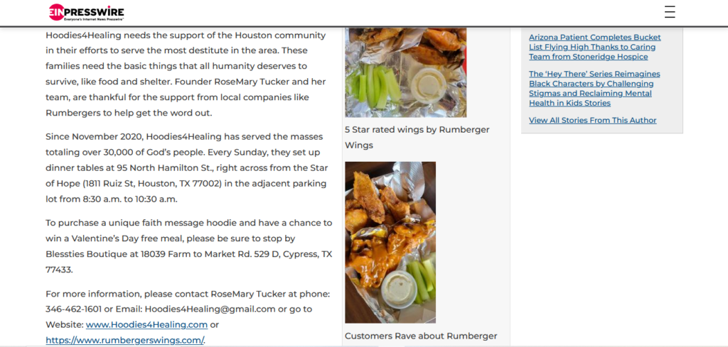 A screenshot of a website with a picture of food on it.