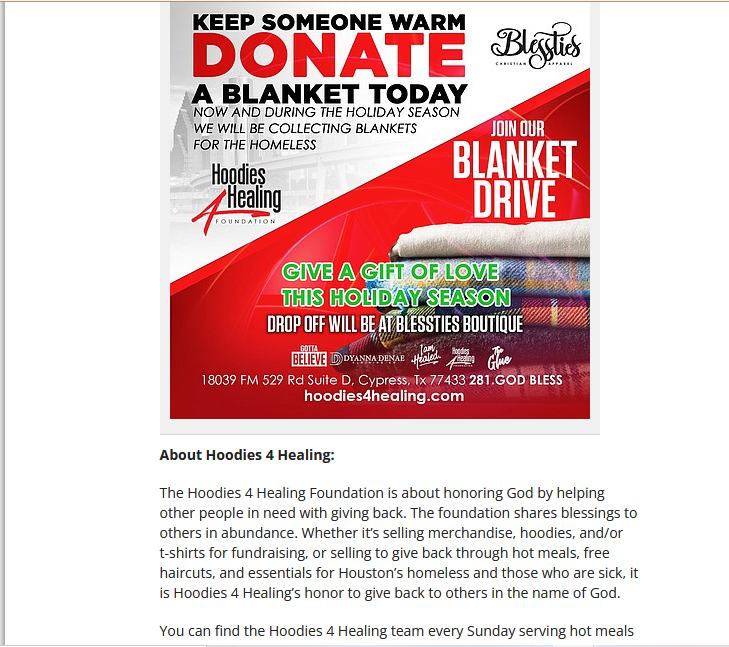 A poster that says `` keep someone warm donate a blanket today ''