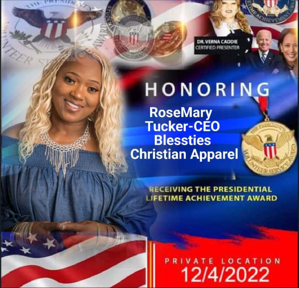 A poster for honoring rosemary tucker-ceo blessties christian apparel