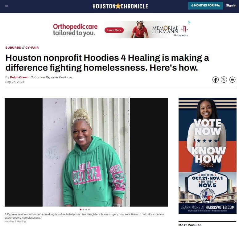 Houston nonprofit hoodies 4 healing is making a difference fighting homelessness.